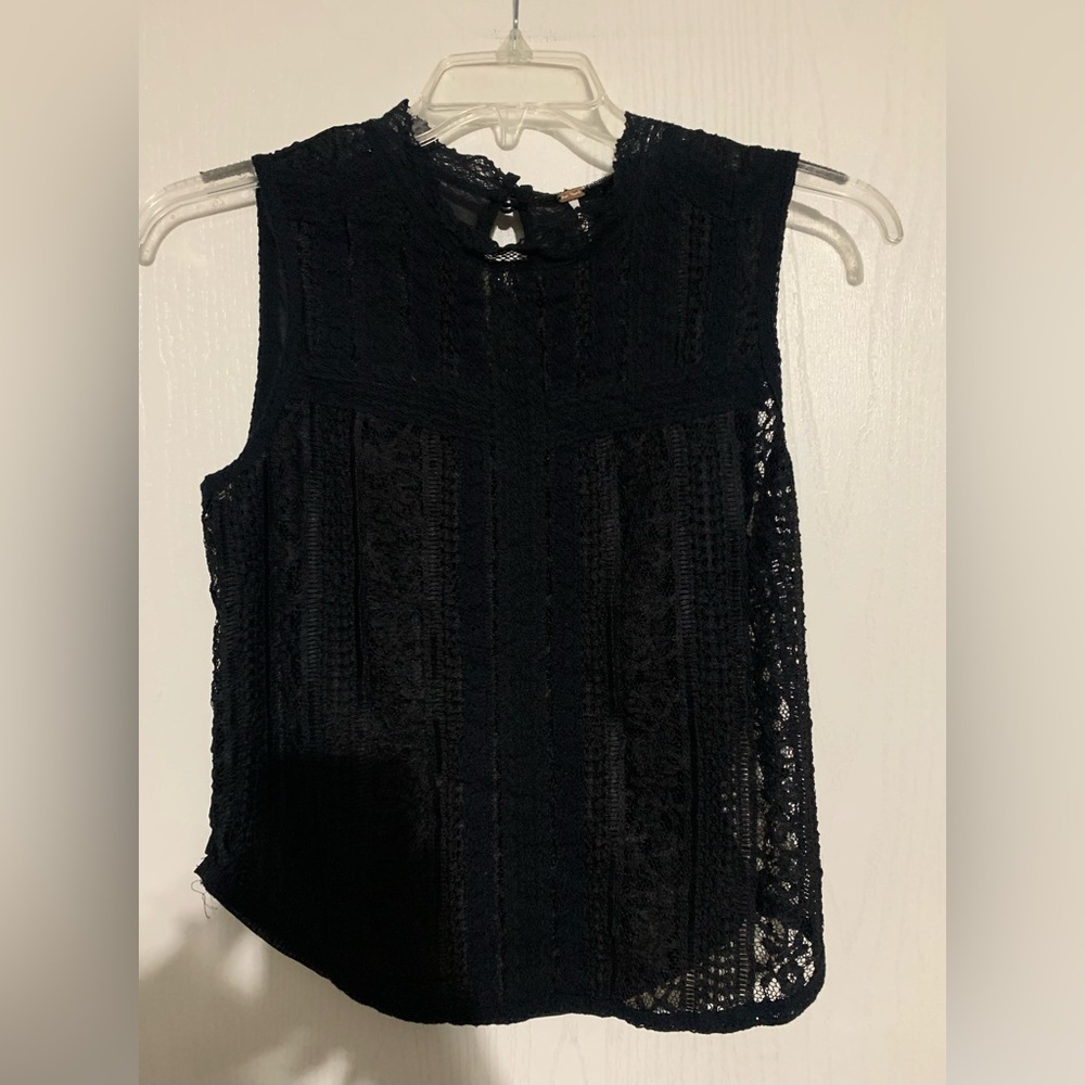 Free People Tea Party Black Lace Sleeveless Top - Picture 5 of 9